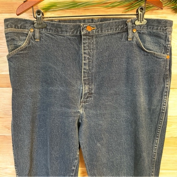VINTAGE WRANGLER Straight Leg Classic Denim Blue Jeans - 42x34 - Picture 3 of 14
